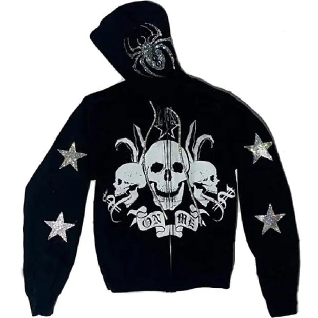 Y2K Rhinestone Autumn Goth Hoodie