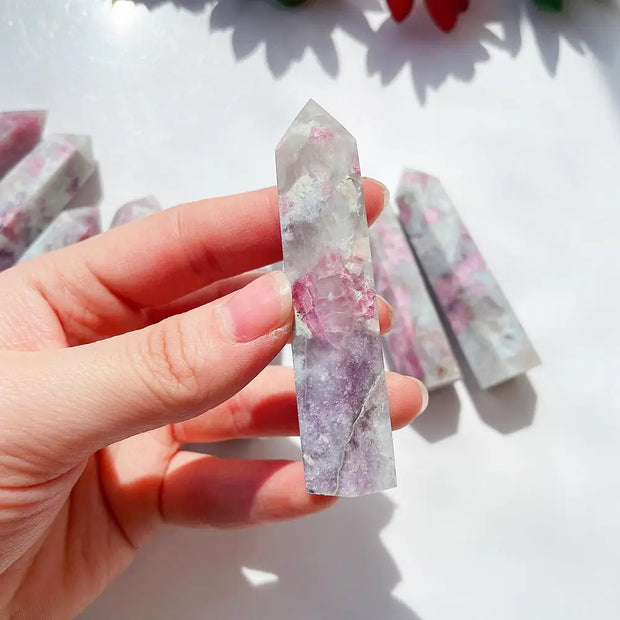 Natural Plum Blossom Tourmaline Crystal Point