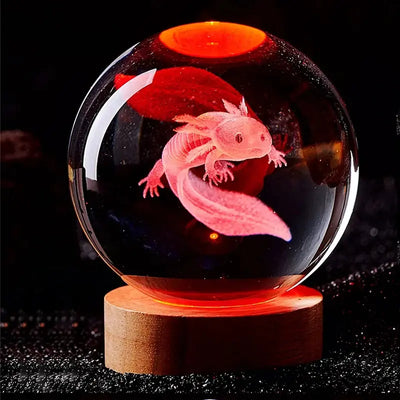 3D Axolotl Laser Engraved Crystal Ball