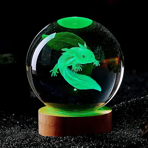 3D Axolotl Laser Engraved Crystal Ball