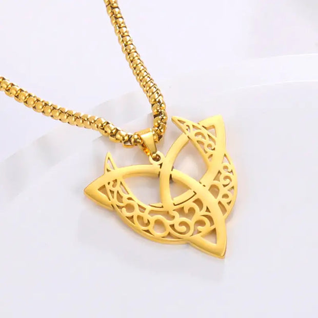 Viking Witch Celtic Knot Pendant Necklace Stainless Steel