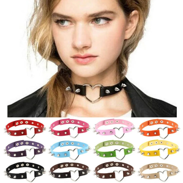 Cool Punk Goth Rivet Choker Necklace