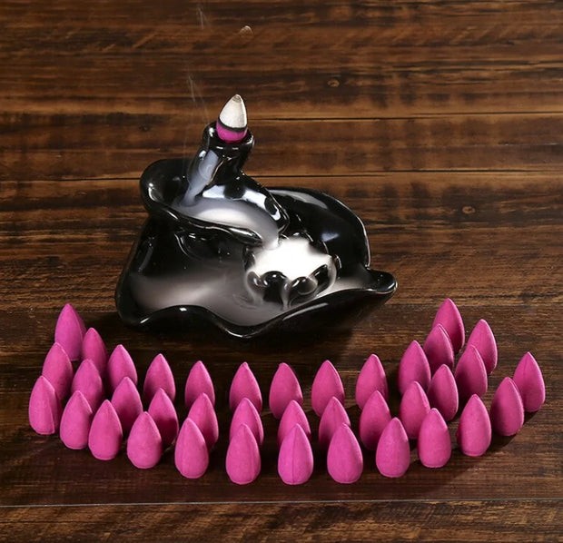 Dragon Incense Holder Burner and 45 Pieces Bag Cones