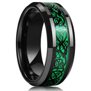 Beveled Edge Stainless Steel Celtic Dragon Ring for Men