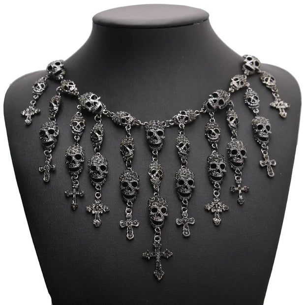 Fashion Skeleton Department Skull Cross Crystal Jewelry