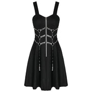 Gothic Women's Dress Eyelet Web Zipper