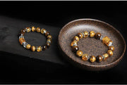 Natural Tiger Eye Triple-Face Fortune Bead Bracelet