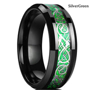 Beveled Edge Stainless Steel Celtic Dragon Ring for Men