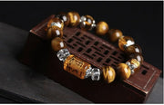 Natural Tiger Eye Triple-Face Fortune Bead Bracelet