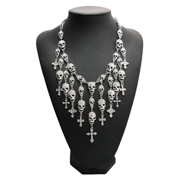 Fashion Skeleton Department Skull Cross Crystal Jewelry