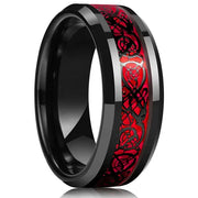 Beveled Edge Stainless Steel Celtic Dragon Ring for Men