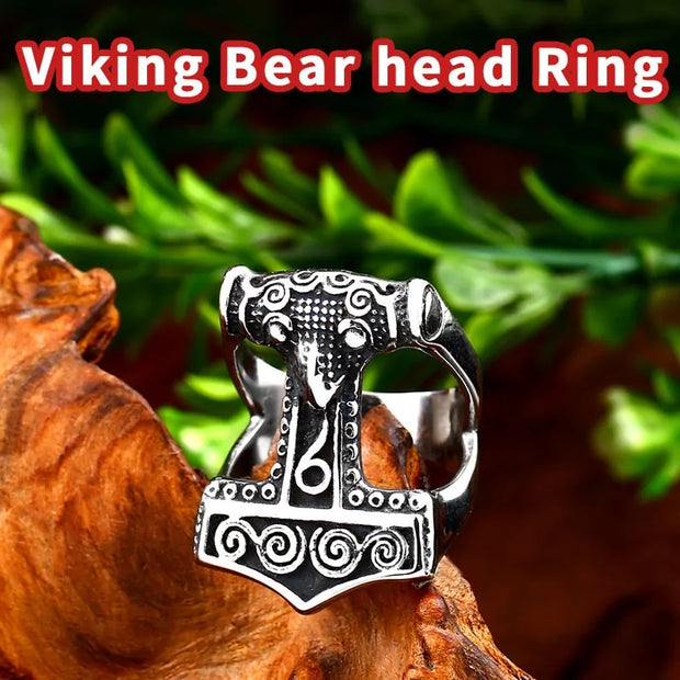 Beier 316L Stainless Steel Viking Scandinavian Ring for Men