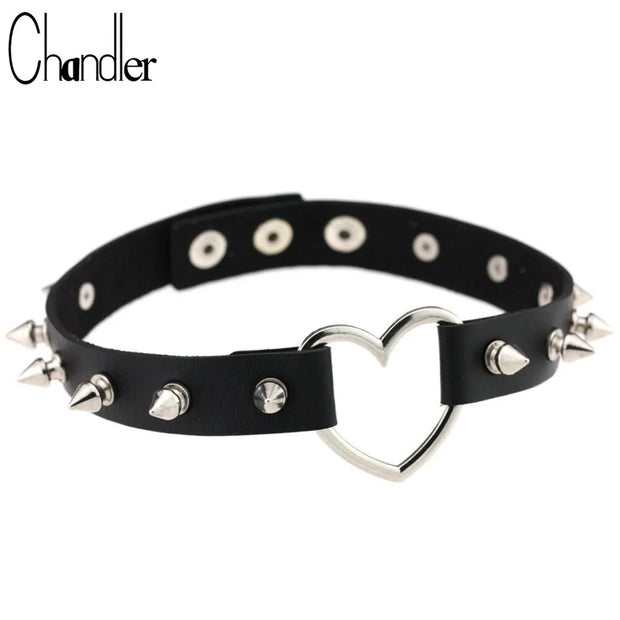 Cool Punk Goth Rivet Choker Necklace