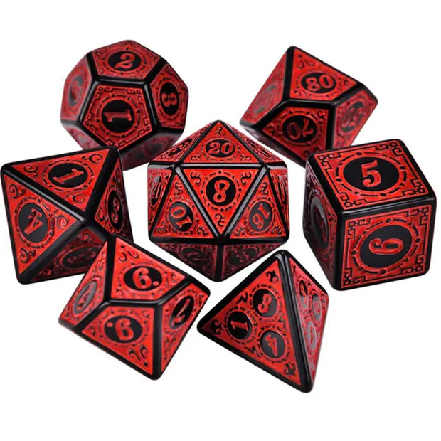 Polyhedral 7-Die Carved Pattern Dice Set