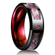 Beveled Edge Stainless Steel Celtic Dragon Ring for Men